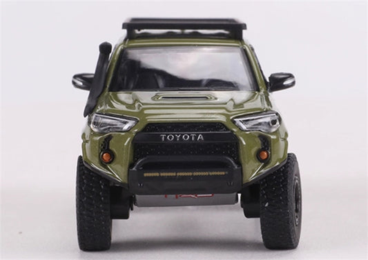 GCD Toyota 4Runner TRD PRO Overland SUV Modified Version Green w/ 13 Parts LHD 1:64 Car Pre-built Model view2