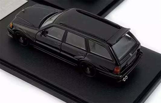 Mortal Mercedes Benz E-Class E300 station wagon S124 Black - Black Wheel HEC Exhibition Edition Limited Edition 1:64 Car Pre-built Model view2