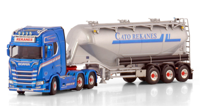 WSI SCANIA S HIGHLINE CS20H 6X2 TAG AXLE BULK TRAILER - 3 AXLE Cato Rekanes 1:50 Truck Pre-built Model