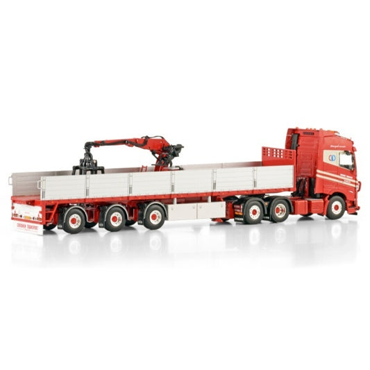 1:50 VOLVO INT. TRANSPORTEN FH5 6X2 BRICK TRAILER 3 AXLE WSI Red Diecast Model
