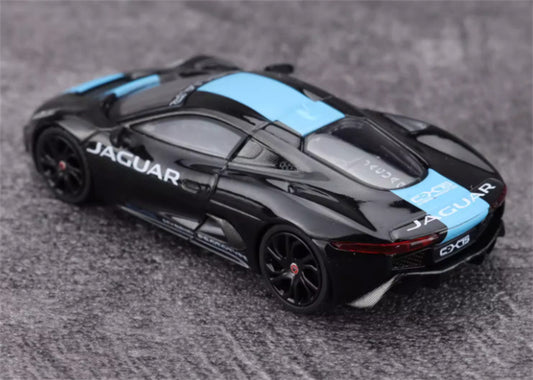 MINIGT Jaguar C-X75 Black blue stripe color box packaging 1:64 Car Pre-built Model view2