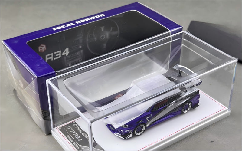 Focal Horizon Nissan Skyline GT-R R34 Violet Storm Livery Limited Edition 999PCS ONLY 1:64 Car Pre-built Model view8