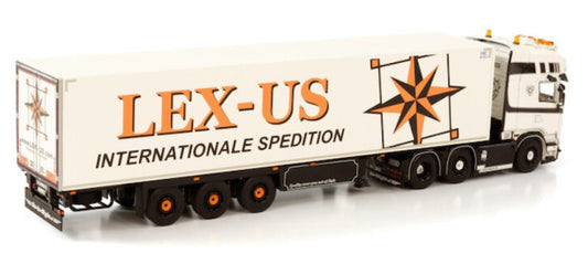 WSI SCANIA STREAMLINE TOPLINE 6X2 TWIN STEER REEFER TRAILER - 3 AXLE LEX-US 1:50 Truck Pre-built Model