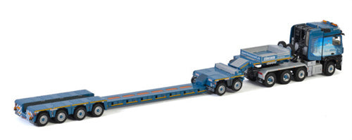 WSI ZURCHER MERCEDES BENZ AROCS MP4 2.300M STREAM SPACE 8X6 LOW LOADER EURO - 4 AXLE DOLLY - 2 AXLE (WITHOUT EXCAVATOR LOAD) 1/50 Truck Pre-built Model