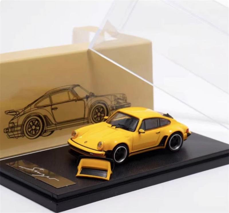 Rhino Model Porsche Singer Turbo Study 930 Yellow hardtop version 1:64 Car Pre-built Model view8