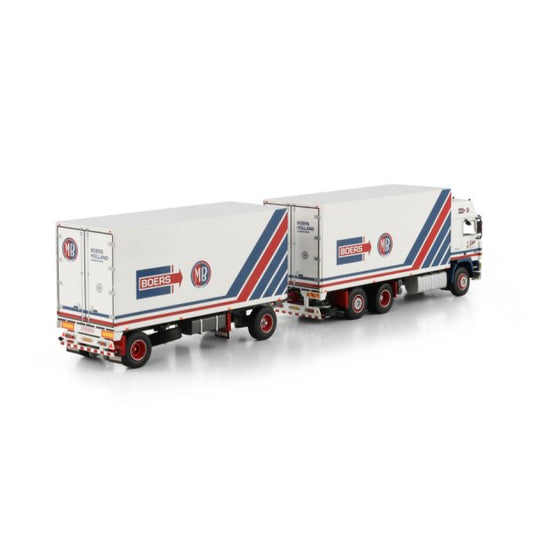 1:50 VOLVO J. STAM F12 6X2 REEFER TRUCK DRAWBAR TRAILER 5 AXLE WSI Diecast Model