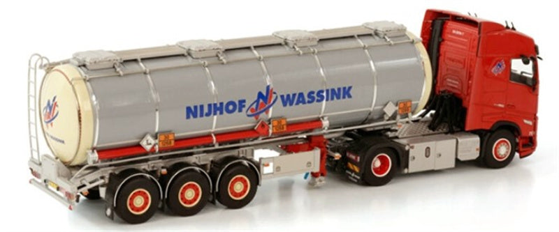 WSI VOLVO FH5 GLOBETROTTER 4X2 TANK TRAILER - 3 AXLE NIJHOF WASSINK TRANSPORT 1:50 Truck Pre-built Model