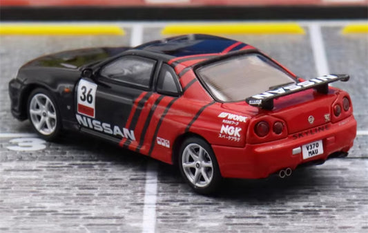 Stance Hunters Nissan Skyline GTR BNR34 V-SPEC-II Advan coating Limited Edition 599PCS ONLY HKS 1:64 Car Pre-built Model view2