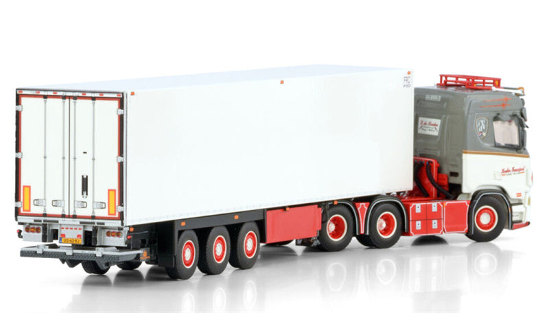 WSI SCANIA R NORMAL CR20N 6X2 TAG AXLE REEFER TRAILER - 3 AXLE De Kraker 1:50 Truck Pre-built Model