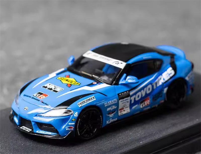 AURORA MODEL Toyota Supra A90 Blue HKS Regular Version Oriental Tires 1:64 car Pre-built Model view8