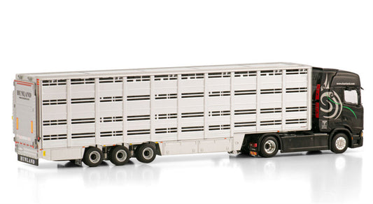WSI SCANIA S HIGHLINE CS20H 4X2 LIVE STOCK TRAILER - 3 AXLE Hunland 1:50 Truck Pre-built Model