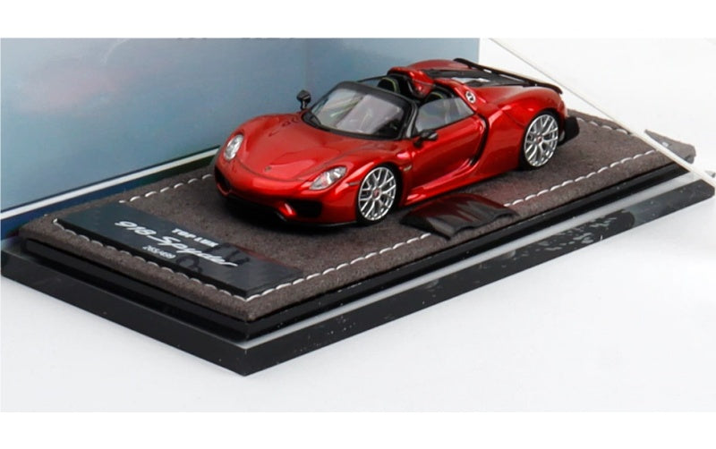1:64 Porsche 918 Spyder Metallic Red TOP LUX Convertible DIECAST Car Model