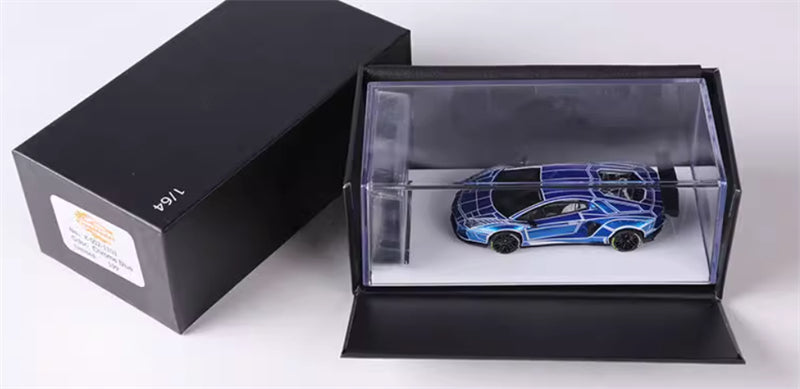 KING MODEL Lamborghini LP700 AVENTADOR Burst Pattern Luminous Edition Plated Blue 1:64 Car Pre-built Model view8