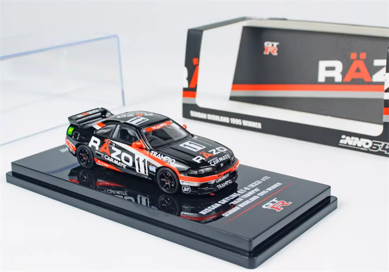 INNO64 Nissan SKYLINE GT-R R33 # 11 RAZO Black 1:64 car Pre-built Model view7