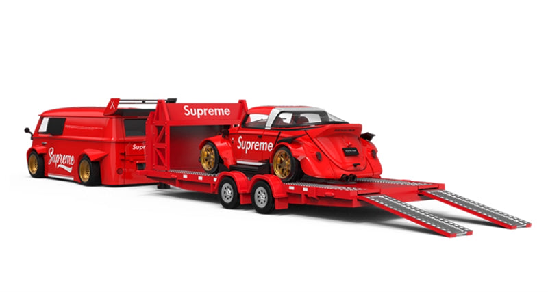 BSC Supreme Volkswagen Bus w/ RWB Beetle w/ Trailer Package Limited Edition 499PCS ONLY 1:64 Car Pre-built Model view4