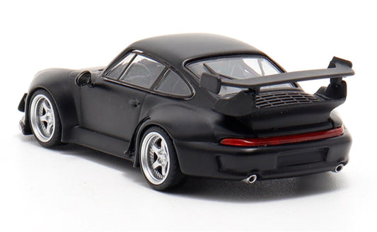 DECODE Porsche RWB 993 matte black - silver wheel RAUH - Welt 1:64 Car Pre-built Model view2