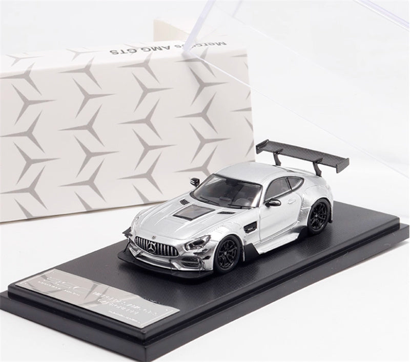 BSC Mercedes AMG GT-S Carbonerre modified big rear wing sports car metallic silver Limited Edition 1:64 Car Pre-built Model view6