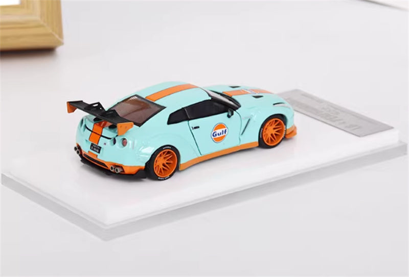 Oldtime Model Nissan GTR R35 LB PERFORMANCE wide body modification GULF 1:64 Car Pre-built Airliner Model Display view12