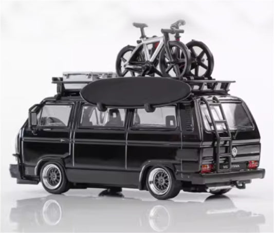 Mortal Model Volkswagen T3 Van Exhibition Edition Black with accessories 1:64 Car Pre-built Airliner Model Display view2