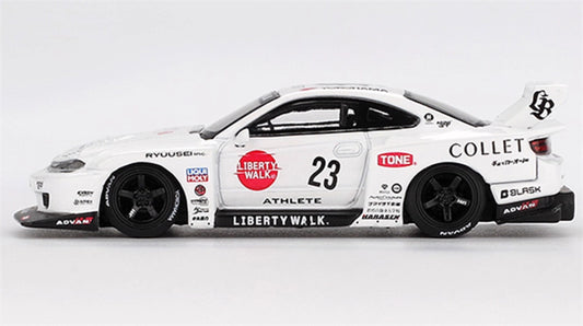 MINIGT Nissan S15 SILVIA LB Super Silhouette ATHLETE #23 white carton packaging 1:64 Car Pre-built Model view2