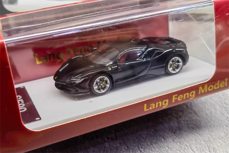 Lang feng Model Ferrari SF90 supercar Black hardtop 1:64 Car Pre-built Airliner Model Display view3