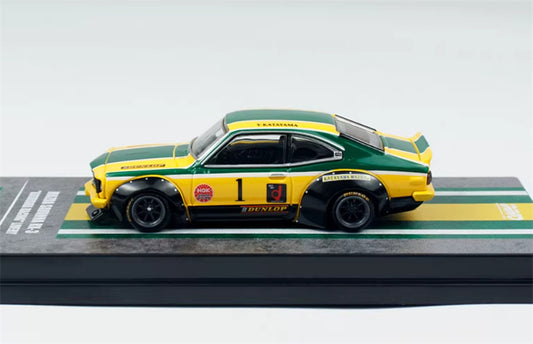 INNO64 MAZDA SAVANNA RX3 KATAYAMA Yellow # 1 1:64 car Pre-built Model view2