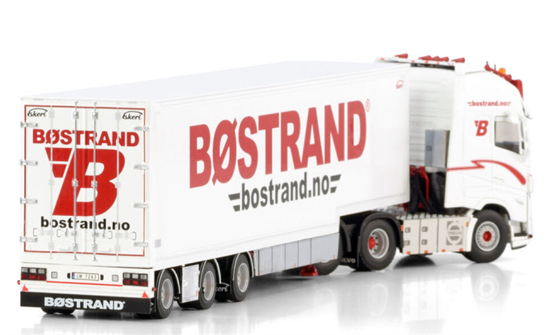 WSI VOLVO FH5 GLOBETROTTER XL 6X2 TAG AXLE BOX TRAILER - 3 AXLE BOSTRAND 1:50 Model