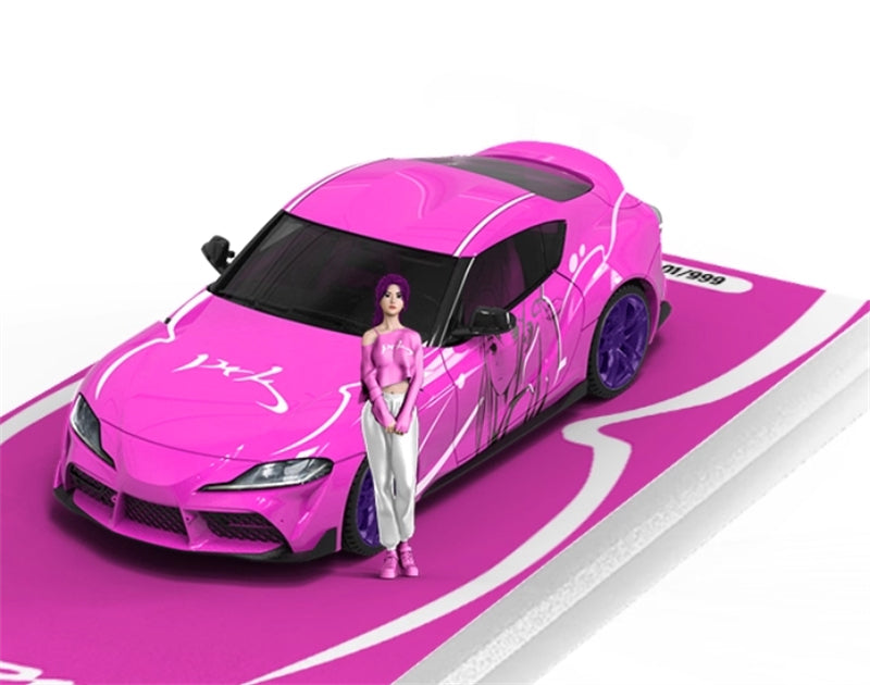 TimeMicro Toyota Supra A90 Pink Girl w/ Figure Version Limited Edition 999PCS ONLY 1:64 car Pre-built Model view3
