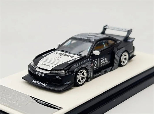 TimeMicro Nissan S15 SILVIA #2 LBWK Black Regular Version Limited Edition 2000PCS ONLY 1:64 car Pre-built Model view2