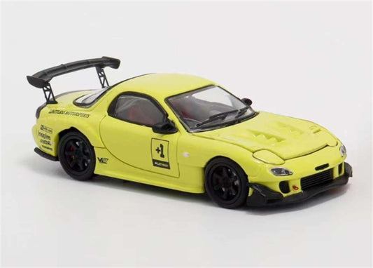 1:64 Mazda RX-7 RE Amemiya Lemon Yellow +1# BSC DIECAST Limited Edition 499pcs ONLY Model