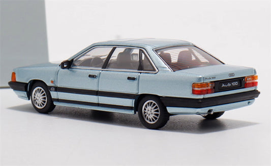 Rhino Model 1989 Audi 100 C3 silver blue 1:64 Car Pre-built Model view2