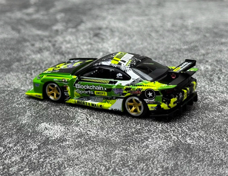 1:64 Nissan LB-Super Silhouette S15 Silvia #555 V2 Formula Drift Japan 2024 Green MINIGT DIECAST Model
