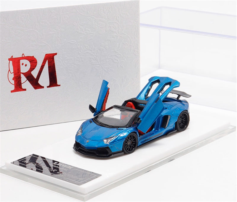 Rhino Model Lamborghini Aventador LP700-4 LBWK Convertible blue Limited Edition 666PCS ONLY 1:64 Car Pre-built Model view6