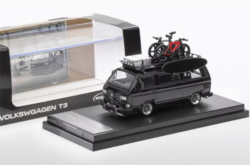 Mortal VW T3 Magway van Exhibition Edition Black - with Accessories 1:64 Car Pre-built Model view6