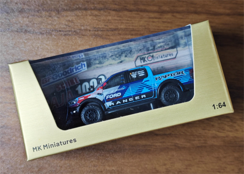 MK Miniatures Ford Ranger Raptor Pickup Blue Painting w/ accessories 1:64 Truck Pre-built Model view8
