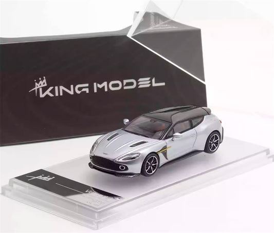 KING MODEL Aston Martin Vanquish Zagato Bright Silver Limited Edition 333PCS ONLY 1:64 Car Pre-built Model view2