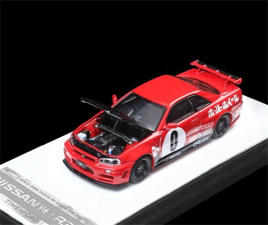 TimeMicro Nissan Skyline GTR34 Red #0 Regular Version Limited Edition 999PCS ONLY 1:64 car Pre-built Model view2