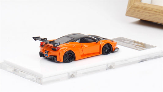 Flame Ferrari 458 GT LBWK wide body modified car Limited Edition 299PCS ONLY Orange 1:64 Car Pre-built Model view2