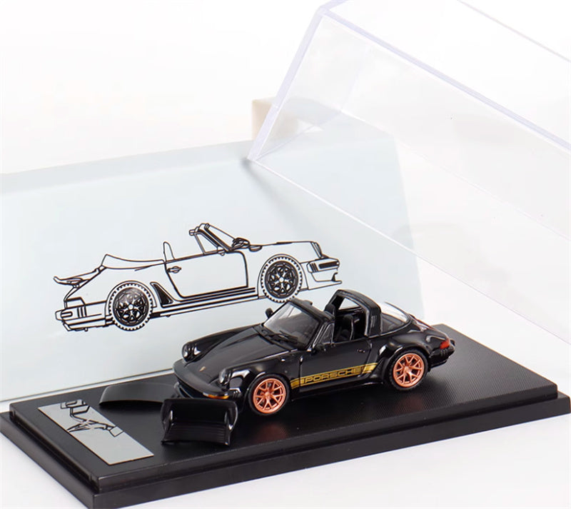 Rhino Model Porsche Singer Turbo Study 930 Black Convertible version 1:64 Car Pre-built Model view7