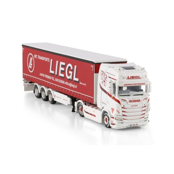 1:50 SCANIA LIEGL S CS20H 4X2 CURTAINSIDE TRAILER 3 AXLE WSI Diecast Model
