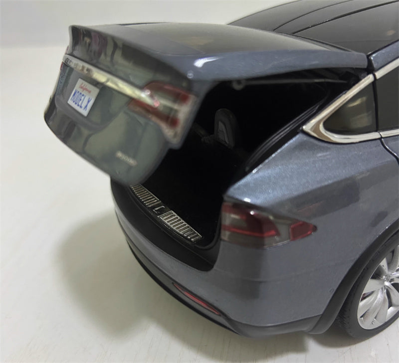TESLA MODEL X pure electric SUV Metallic Gray 1:18 Car Pre-built Model