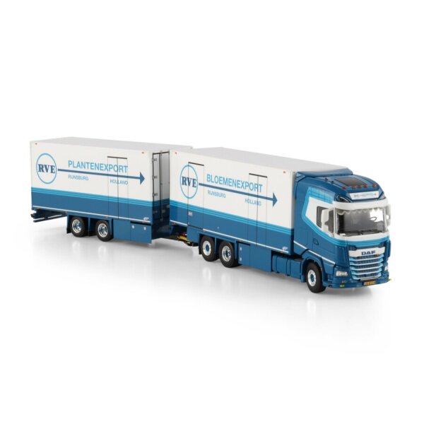 1:50 DAF RVE PLANTENEXPORT 6X2 REEFER DRAWBAR CENTRE-AXLED TRAILER 2 AXLE WSI Diecast Model