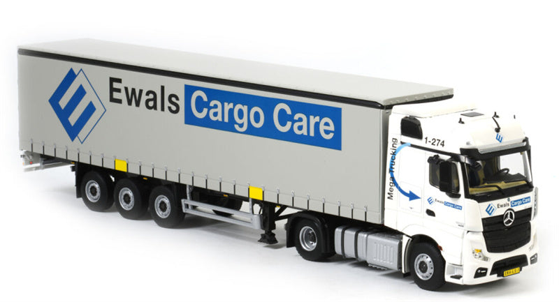 WSI MP4 Actros Gigaspace Curtainside trai Ewals 1:50 Truck Pre-built Model