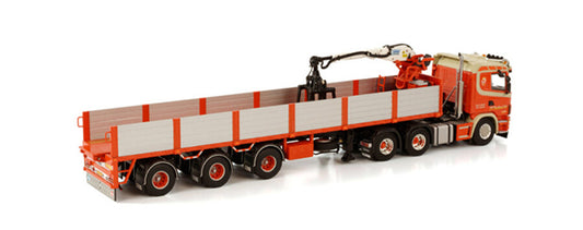WSI SCANIA R4 FLAT ROOF 6X2 TAG AXLE BRICK TRAILER - 3 AXLE HUSKENS 1:50 Truck Pre-built Model