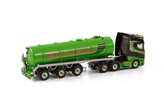 WSI SCANIA R HIGHLINE CR20H 6X2 TWIN STEER TANK TRAILER VACUUM - 3 AXLE GEBR. BLANKESPOOR 1:50 Truck Pre-built Model