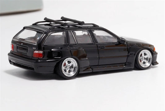 Mortal Third Generation BMW 3 Series E36 Four-Door Touring Black Lowered Version Limited Edition 499PCS ONLY 1:64 Car Pre-built Model view2