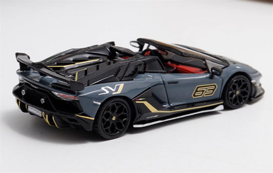 Rhino Model Lamborghini Aventador SVJ 63 Roadster Grey convertible 1:64 Car Pre-built Model view2