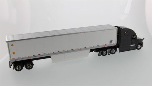 CATERPILLAR Freightliner New Cascadia with 53′ Dry Cargo Van – Grey tractor + White trailer 1:50 Truck Pre-built Model