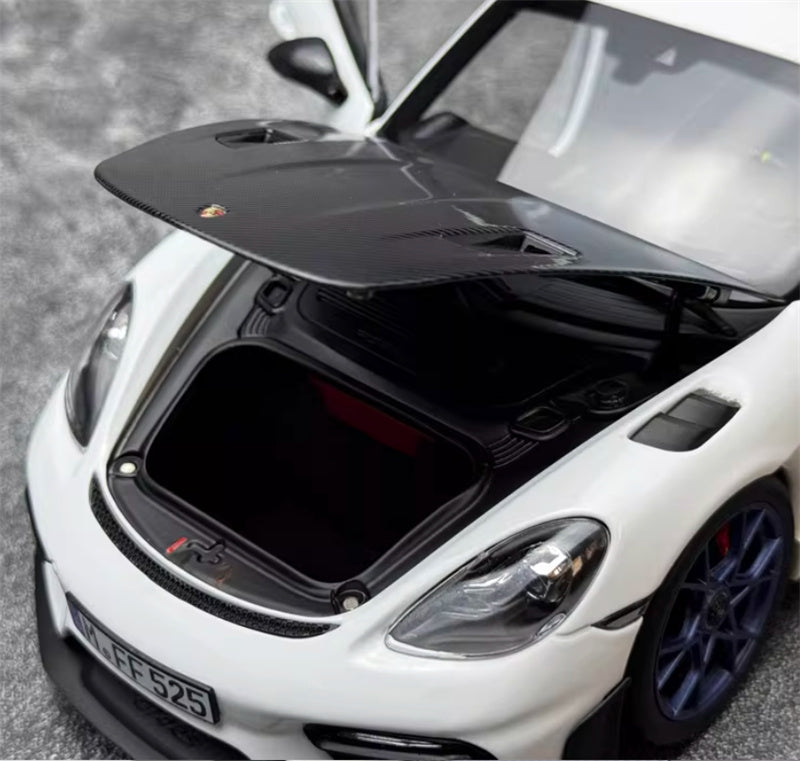 1:18 PORSCHE Cayman GT4 RS 2024 White carbon cover Norev Hard top Tail Wing Edition DIECAST Car Model