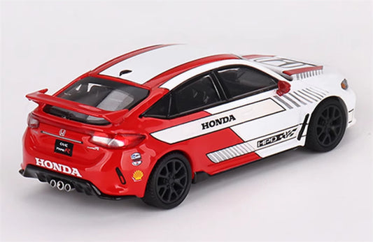 MINIGT Honda Civic Type R #2 2023 Pace Car white-red color box packaging 1:64 Car Pre-built Model view2